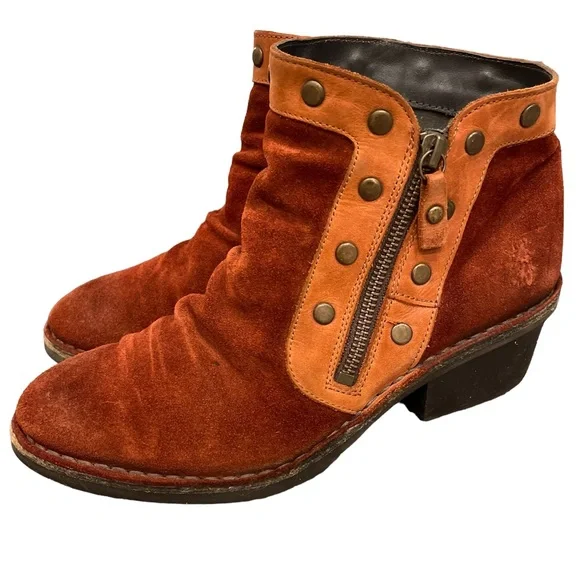 Fly London Shoes Fly London Suede Studded Duke Bootie Brown